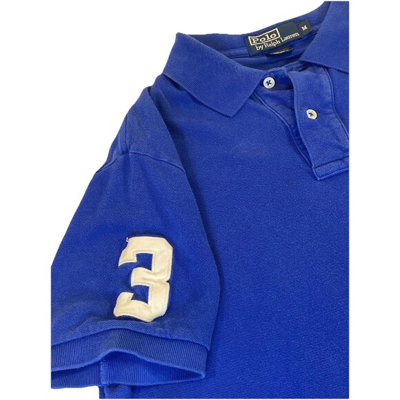 Polo Ralph Lauren Mens Medium Blue Short Sleeve Shirt 3 Triple Horse Logo - Picture 6 of 11